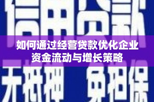 西陵如何通过经营贷款优化企业资金流动与增长策略