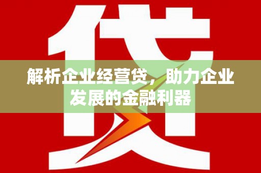 佳冬解析企业经营贷，助力企业发展的金融利器