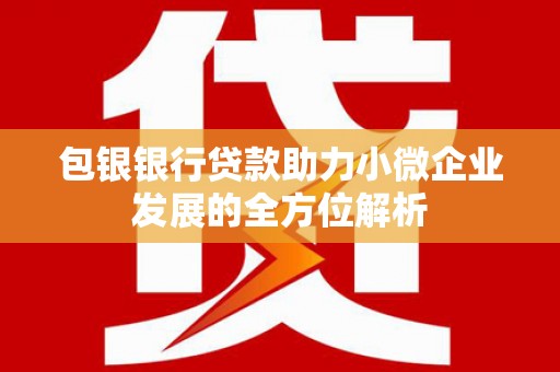 都昌包银银行贷款助力小微企业发展的全方位解析 都昌包银银行贷款助力小微企业发展的全方位解析