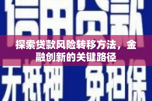虾峙探索贷款风险转移方法，金融创新的关键路径